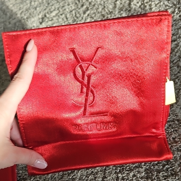 Yves Saint Laurent Handbags - YSL Red Satin Pouch
